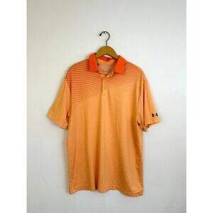 Under Armour Mens‎ Heatgear Short Sleeve Orange Striped Polo Shirt Size Large
